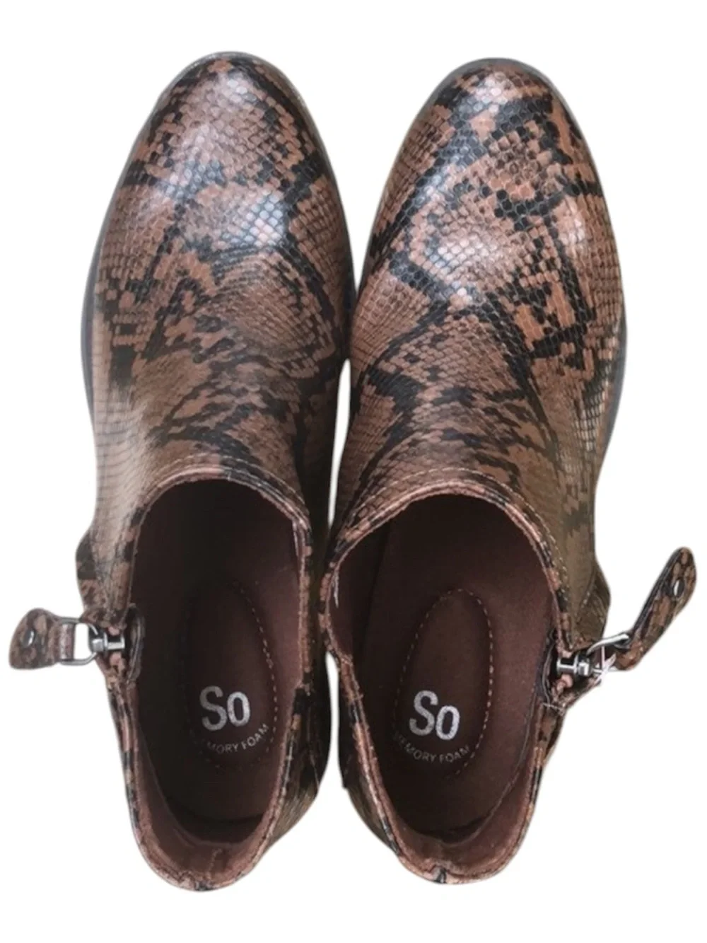 Women's Brown Snakeskin Ankle Booties